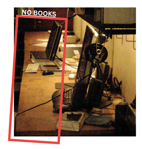 FBI search photo — same desk earlier in the search, no books (IMAGE TO BE ADDED)
